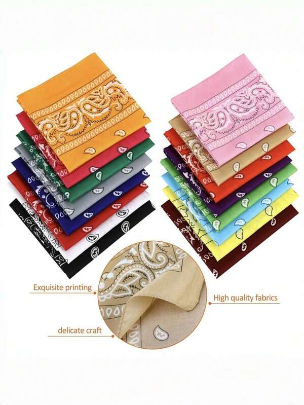1pc Fashion Paisley Women Bandana, Square Head Scarf Neck Scarf Headwear, Cowboy Accessories
