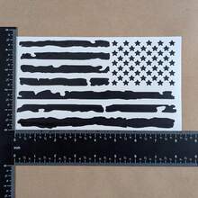 Paquete de 4 calcomanías de la bandera estadounidense: calcomanías de la bandera estadounidense regulares y desgastadas (pequeñas ~10 cm, negro) - Negro - Ver 7