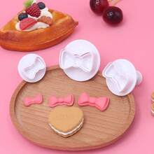 3pcs Bowknot Fondant Cookie Cutter Mold, Biscuit Stamps For Kitchen Baking Tools - White - View 2