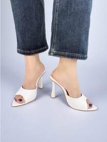 Women's Plus Size Open Toe Strap High Heel Sandals, Slim Pointed Toe Simple Fashion Versatile Elegant