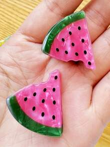 1 对可爱亚克力水果发夹，通勤百搭，春夏秋冬，可爱迷你发夹，爪夹