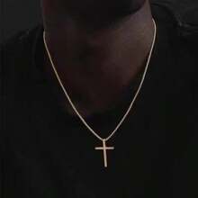 1/2/3pcs Luxury Fashion Rhinestone Cross Pendant Necklace, Cubic Zirconia Diamond Necklace For Men, Simple & Versatile For Daily Wear, Great Gift Choice