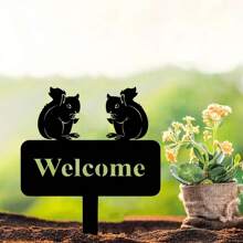 CIFbuy 1pc Garden Decor Animal Outdoor Metal Cute Animal Gardening Ornaments Yard Metal Art Backyard Lawn Decoration Zoo Garden, Suitable For Garden, Garden, Garden Decoration, Holiday Necessities, Birthday Decoration, Century-Old Paint Craftsmanship, High-Quality Materials, Easy To Install, Christmas Decoration