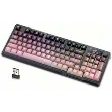M96 Wireless Gaming Keyboard, Knob Control Bluetooth/2.4G Wireless, Mechanical Feeling, RGB LED Backlit With Display Screen, PBT Keycap, 3000mAh, US Layout Compatible With Win/