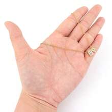 1pc Simple Classic Rectangle Artificial Crystal Bubble Initial Pendant Golden Stainless Steel Chain Necklace For Women - Yellow Gold - View 3