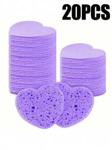 10/20/30/50 Stücke herzförmige komprimierte Gesichts-Reinigungsschwämme, für die Gesichtsreinigung, Massage, Peeling, Gesichtsmaske, Make-up-Entfernung - ultra-weicher exfolierender Make-up-Entferner für tiefe Reinigung, parfümfrei, unisex, Reise-Hautpflege-Grundbedarf, Herzdesign, sanftes Scrub-Material