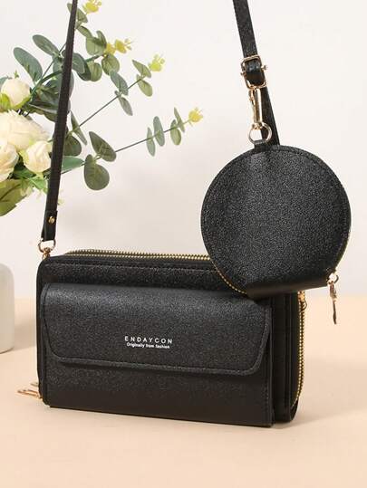 2pcs Double Zipper Large Capacity Long Wallet Diagonal Mobile Phone Bag Side Bag For Phone Portable Hand Bag Purse Crossbody Bag Clutch Cellphone Case Pouch Lightweight Modern Business Credit Card ID Card Money Cash Phone Wallet Business Casual Teacher's Day Teacher Gifts Work Business Commute Travel Holiday Office Vacation For Anniversary For For Birthday Gift On Valentine's Day For Gift For Lady For Female White-Collar Workers Gift