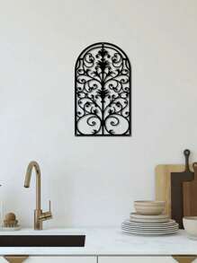CIFbuy 1pc Ornate Metal Window Frame & Arch Wall Sculpture - Rustic Baroque Style Gothic Decor For Living Room, Creates Stunning Cathedral-Inspired Accent Wall,Suitable For Modern Home Decor, Home Decoration, Room Decor, Bedroom Decor