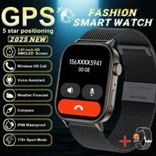 GUHUAVMI GPS Outdoor Sport Smartwatch For Men Women, Dual Frequency GPS Positioning, Wireless Calling/Dial, Info Push, 2.01inch Display, Fitness Tracker, Heart Rate, Sleep Monitoring Smartwatch, GPS Path Track, Compass, IP68 Waterproof, 420mAh Battery Watch Compatible With Android IOS