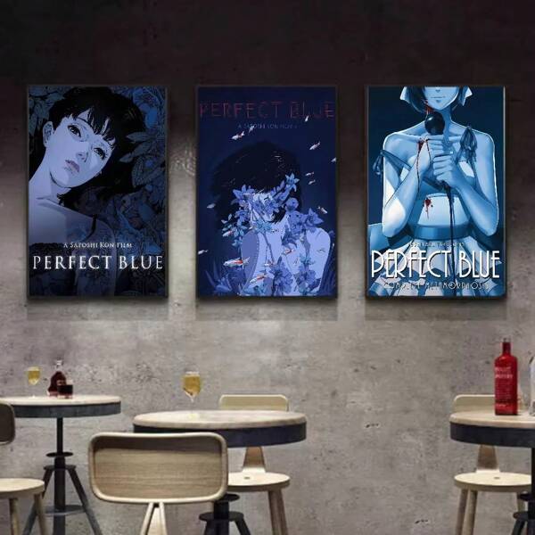1-3 peças de pôster vintage azul perfeito de filme de terror, adesivo retrô faça você mesmo, decoração de quarto, bar, café, kawaii, sem moldura