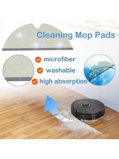 Wipes Roborock Q5 Pro, Pro+, Q8 Max, Q8Max+, S5, S5 S6, S6 Pure, MaxV, Q7, Q7Max Robot Stofzuiger Cleaner, Soft, Washable Reusable Replacement Mop view 6