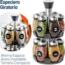 Bluelander Especiero Organizador De Cocina Giratorio 360º Con Juego De 12 Frascos Especieros De Vidrio Con Tapas De Acero Inoxidable,áXima Durabilidad Y Estabilidad - 1 - Ver 9