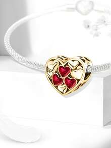 1PC 925 Sterling Silver Heart To Heart Beads Pendant Beads Pendant Ball Suitable For Bracelets DIY Women's Jewelry - Gather - View 4