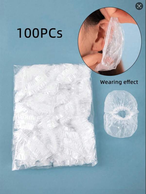 100pcs White Disposable High Elasticity Waterproof Earmuffs, Shower Ear Holes, Hairdressing, Hair Dyeing, New Special Thickened Ear Protectors Halloween