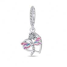 1 pièce Pendentif en argent sterling 925 avec pierre scintillante lumineuse et colorée en forme de papillon, fleur, oiseau, libellule, luciole brillant dans le noir. Convient pour la fabrication de bracelet et bijou pour femme.