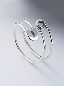 1pc S925 Silver Safety Pin Opening Ring, Everyday Wear Jewelry For Women