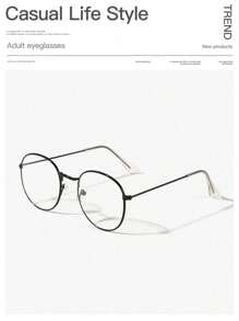 1pc Women's Light Round Full-Rim Flat Glasses In Bohemian Style, Stylish For Outfits, Suitable For Spring, Great Gift