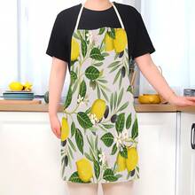 1pc Fresh Lemon Pattern Apron, Sleeveless Polyester Kitchen Apron With Adjustable Strap For Home Cleaning And Cooking, Fashionable Household Kitchenwear, Easy To Clean - Multicolor - View 1