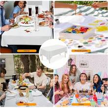 10pcs Manteles Desechables para Mesa Redondos,84 Pulgadas,Mantel para Mesa de Banquetes, Eventos y hogar,Tablón,Mantel de PEVA, Impermeable, Resistente al Desgaste (Negro, 213cm Redondo) - Blanco - Ver 4