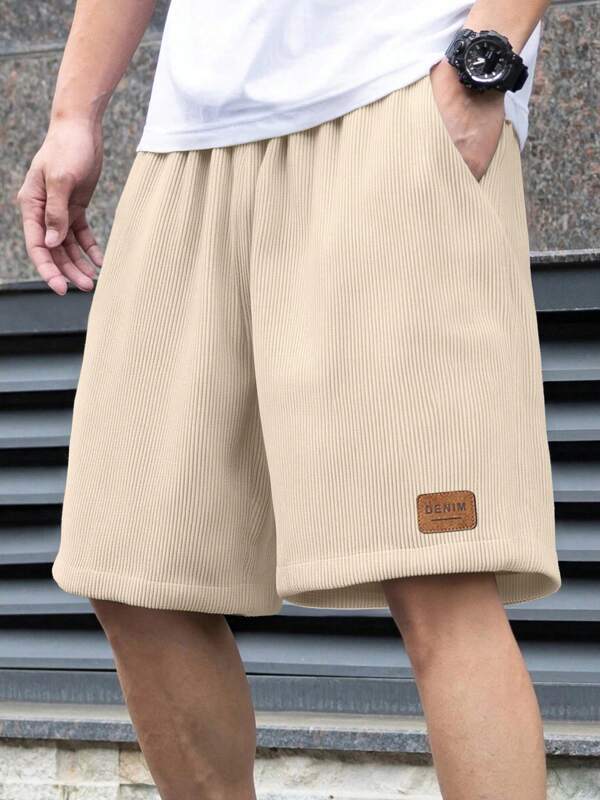 Pantalones cortos rectos de hombre de verano de ajuste holgado de pana con estampado, pantalones informales de cinco bolsillos para streetwear
