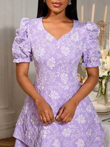 Women Elegant Jacquard Decor Dress,Outfit For Date,Party,Wedding Dress,Bridesmaid Dress,Graduation Dress,Wedding Guest,Back To School