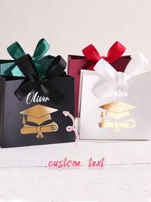 1/5/10 Bolsas de regalo personalizadas con texto, de gran tamaño, con bolsa de papel, papel de seda y tarjeta de felicitación, bolsa de regalo con asas. Adecuado para damas de honor, cumpleaños, San Valentín, fiestas de boda (disponible en negro/rosa/azul/blanco), San Valentín y temporada de graduación.