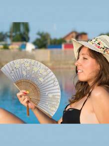 Antique Folding Fan, Bamboo Fan, Chinese Silk Fan, Chinese Role-Playing Fan, Dance Fan, Mask Fan, Handheld Bamboo Silk Folding Fan, Clothing Accessories, Dance Performance Props, Classic Ancient Chinese Pattern Folding Fan, Japanese Landscape Dance Performance Fan, Disco Fan, Charming And Elegant Retro Style Of China And Japan, Best Gift For Women