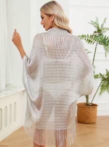 1 peça de cobertura feminina elegante, personalizada, com aparência de metal, vazada, cor sólida, leve, respirável, para proteção solar, para férias na praia e verão
