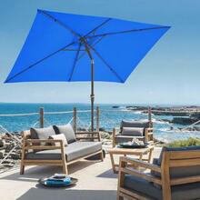 6.5x10 Ft Rectangular Patio Umbrellas Outdoor Market Umbrella With Push Button Tilt And Crank, Rectangle Table Umbrella 6 Sturdy Ribs UV Protection For Pool Garden Backyard Deck, Red - 寶藍色 - 查看 3