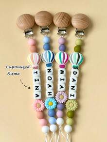 1pc Customized Anti-Drop Clip, Suitable For Students To Secure Chains And Prevent Loss, Personalized Name Tag Pendant, Great Gift For Students, Friends, Valentine's Day, Christmas, Birthdays, With Wooden Chain - Multicolor 2 - View 2