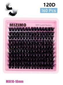 5 Caixas de Combinação de Cílios, Cílios Agrupados 80D+100D+120D+160D+200D Pretos Fofos Segmentados 10-18mm Comprimento Misto D/DD Curvatura DIY Maquiagem Diária Cílios Postiços, Agrupamentos de Cílios, Cílios Individuais, Cílios, Cílios Falsos