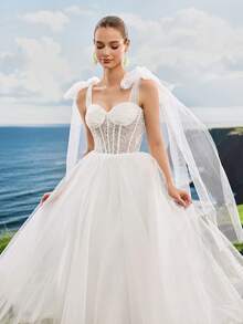 Lindos vestidos de noite elegantes, nobres e fofos, brancos, com decote em forma de coração, com amarração em espinha de peixe, para mulheres, vestido de chá de panela branco, estilo fada, para férias, temporada de casamento