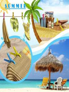 8件大号塑料衣夹，衣架夹，防风沙滩巾夹，衣钉，强力弹簧夹，重型衣夹，度假时防止毛巾被风吹走的必备品 - 彩色 - 查看 4