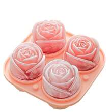 1 pezzo Di Esclusivo Stampo Per Cubetti Di Ghiaccio A Forma Di Rosa Con 4 Cavità, Stampo In Silicone Per Grandi Cubetti Di Ghiaccio Per Bevande Fatte In Casa, Adatto Per Famiglie E Coppie, Regalo