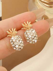 1 Pair Of Fruit Pineapple Earrings, Luxury Style, Chic & Creative Jewelry For Girls