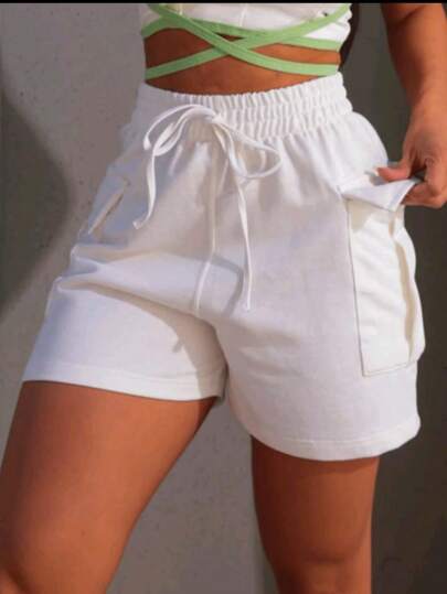 MS MODAS Short Feminino cargo Moletinho Bolsos Laterais Moda Gringa