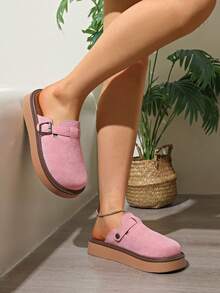 Dép lê nữ mùa xuân mới, mũi tròn, đế dày, thoải mái, kiểu dáng thường ngày, dễ mang. - Hồng - Xem 5