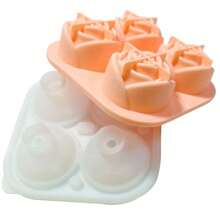1 pezzo Di Esclusivo Stampo Per Cubetti Di Ghiaccio A Forma Di Rosa Con 4 Cavità, Stampo In Silicone Per Grandi Cubetti Di Ghiaccio Per Bevande Fatte In Casa, Adatto Per Famiglie E Coppie, Regalo