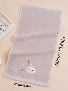 1/4pcs Small Cotton Face Towels, Rectangular, Cute Cartoon Cloud Embroidery Pattern, Absorbent Soft Quick-Dry, Suitable For Bathroom, Kitchen, Gifts, Travel, School, All Seasons