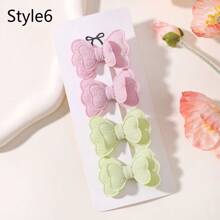 Set de 4 pasadores de mariposa de doble capa de unicolor, accesorios de pelo lindos y versátiles para niños