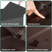 Otomana Taburete Plegable Banco de Almacenamiento - Reposapiés de Piel Sintética para Salon con Relleno, Sofa Impermeable, Baúl de Almacenamiento Multifuncional, con Espacio 110 L (Marrón) - Marrón - Ver 11