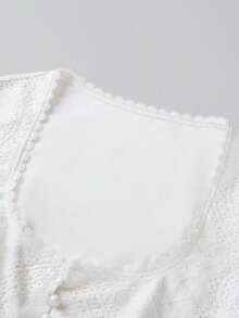 ii Women's Bavarian Oktoberfest Costume Traditional Dirndl Blouse Beer Garden Square Neck Lace Crop Top, Halloween