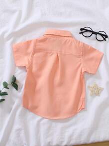 1 Stück Jungen Lässig Hemd mit einfarbigem Kragen und Doppelttasche, geeignet für Lässig Party, Geburtstagsparty, Zeremonienmeister, Aufführung, Strandurlaub, Jungen Freizeithemd, Frühling/Sommer