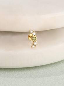 1 Stück Natürlicher Moos Achat 925 Sterling Silber Ohrringe für Frauen, klassischer flacher Rücken Piercing, minimalistisches Geschenk für Mütter, Brautschmuck, hochwertiger Schmuck