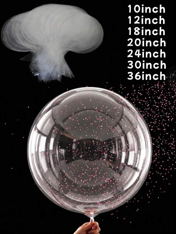 50 Pieces/25/10/3pcs Transparent Balloons, 10-36 Inch Transparent Wave Balloons, Can Be Filled With Balloons, Transparent Inflatable Air Helium Balloons, Perfect For Wedding Room Decoration, Party Decoration, And Birthday Party Decoration