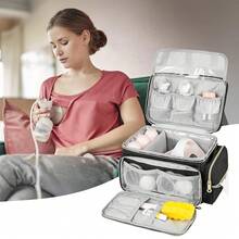 Breast Pump Bag Compatible With Spectra S1 And S2 With Insulated Compartment,Breast Pump Storage Bag With Waterproof Mat For Pumping Essentials,Black,Bag Only - màu đen - Xem 2