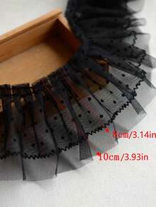 1yard 10cm White Double Layer Dot Lace Ruched Lace Trim Fabric For Clothing Decoration