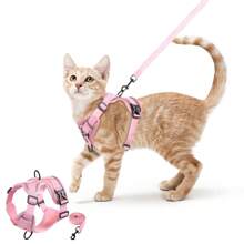 Arnés de paseo para gatos con tela suave con motivo de gatos, arnés ajustable para gatos con tiras reflectantes, chaleco transpirable para gatos para pasear al aire libre