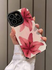 1 件复古白百合花卉图案垂直条纹仿皮软保护手机壳适用于 Apple 和各种型号防水防震防摔防刮 - 彩色 - 查看 3