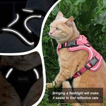 Cat Harness And Leash For Walking, Cat Car Harness, Escape Proof Soft Adjustable Vest Harnesses For Cats, Easy Control Breathable Reflective Strips Harness, Kitten Harness And Leash Set, Black, S - Pink - View 3